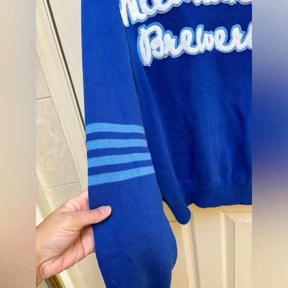 NWT! ⚾️⚾️Milwaukee Brewers Retro Sweater Cardigan⚾️⚾️.Size XXL. - Picture 7 of 13